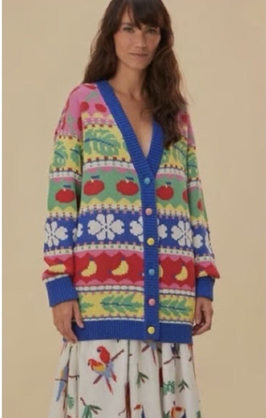 FARM Rio Sweet Orchard Knit Cardigan Oversized XL NWT $220 Rare!